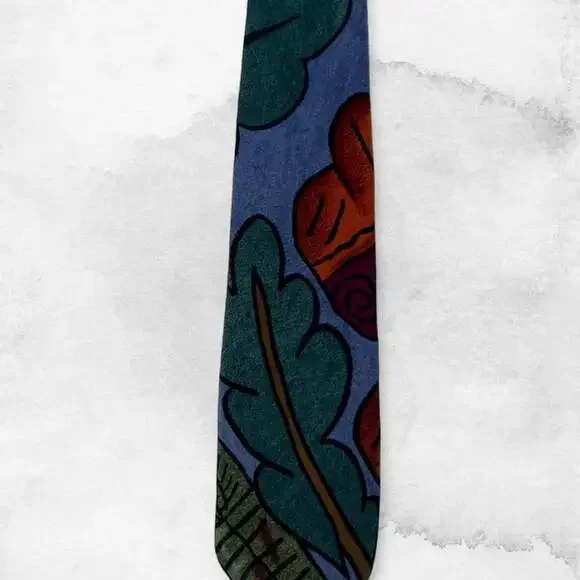 Vintage Nino Cerruti Handmade 100% Silk Crepe Tie Abstract Print