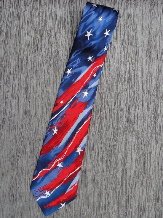 Bold J. Garcia Patriotic RWB 100% silk tie Exploding Heart Collection 55