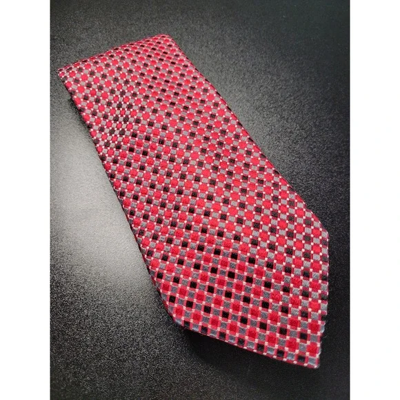Donald J. Trump Men's Necktie Red Geometric Silk 3.75