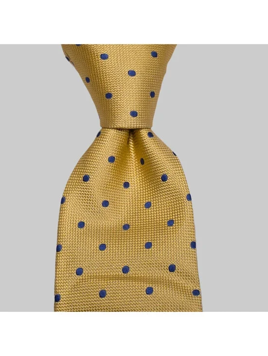 Charles Tyrwhitt Silk Necktie Granadine Polka dots  Yellow Woven Tie 59 x 3.5