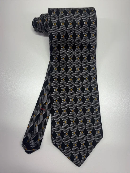 Vintage 90s Louis Feraud Silk Geometric Wide Tie Made in USA