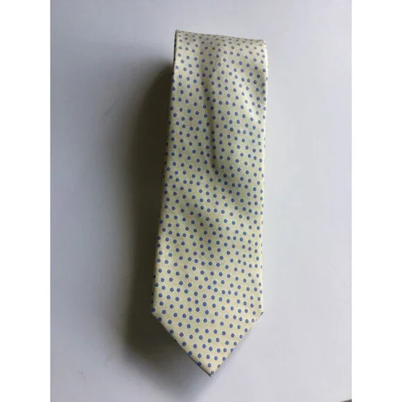 Michael Kors Yellow Blue Polka Dot Skinny Neck Tie Width 3.25