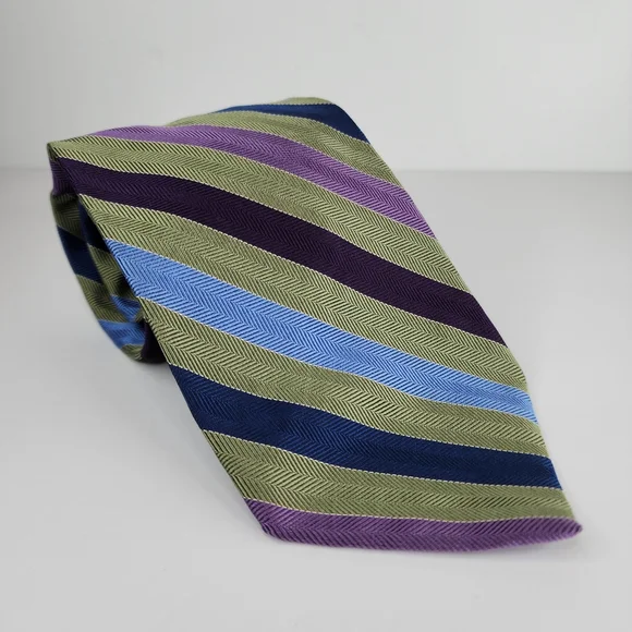 BROOKS BROTHERS MAKERS Green, Blue,Purple Stripe Tie.