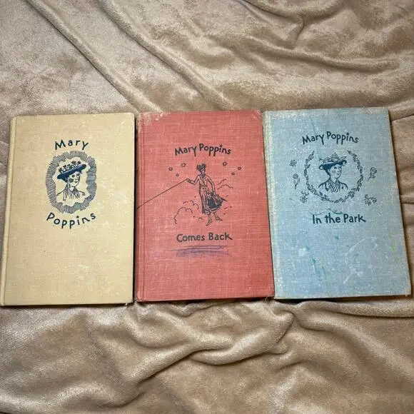 Set 3 Vintage Mary Poppins Books P.L. Travers In Park Comes Back