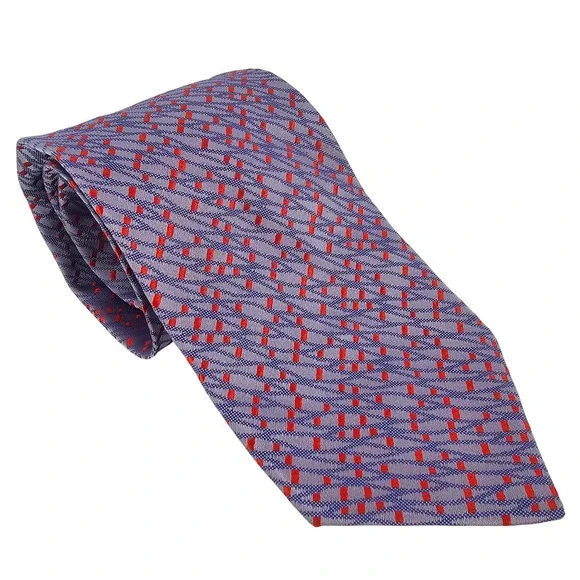 Zilli Textured Silk Tie Lavender Blue Orange Geometric‎ Handmade France Luxury