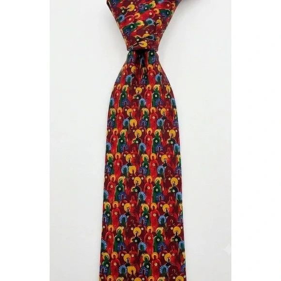 Carlos Santana Men's 100% Silk necktie Designer Red/Gold Live From The Heart