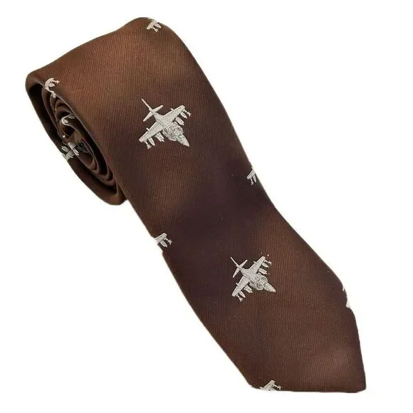 McDonnell Douglas Men's Vintage‎ Fighter Jets Golden Clasp Tie 55 1/2