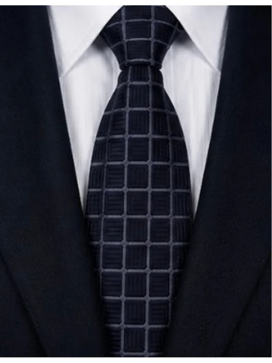 Men's Kiton Tie Navy & Blue Grid Pattern Silk Necktie New!