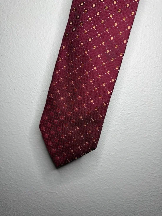 Burberry Burgundy Geometric Silk Tie