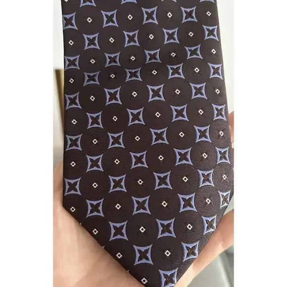Grant Thomas Silk Hand Made Tie Geometric Preppy Prom Formal