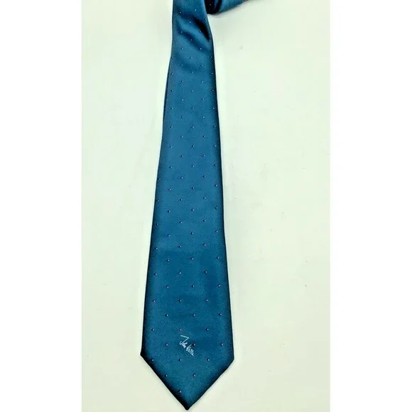 John Weitz Necktie Vintage Micro Dot Poly Silk Blend Classic Blue Retro Hipster