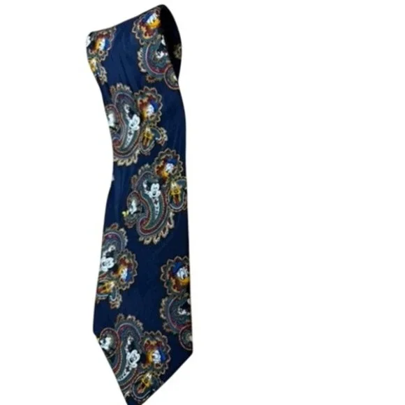 Disney Mickey Mouse Paisley Necktie Blue Polyester Men 