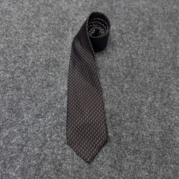 Jos. A. Bank Silk Necktie Mens OS Brown Blue Geometric Signature Collection Tie