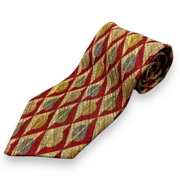 Pavone Mens Vintage Silk Dress Tie Made in Italy Geometric Diamond 58