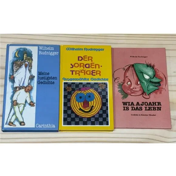 Lot of 3 Wilhelm Rudnigger Poetry Folk Tale Books German Vintage HC