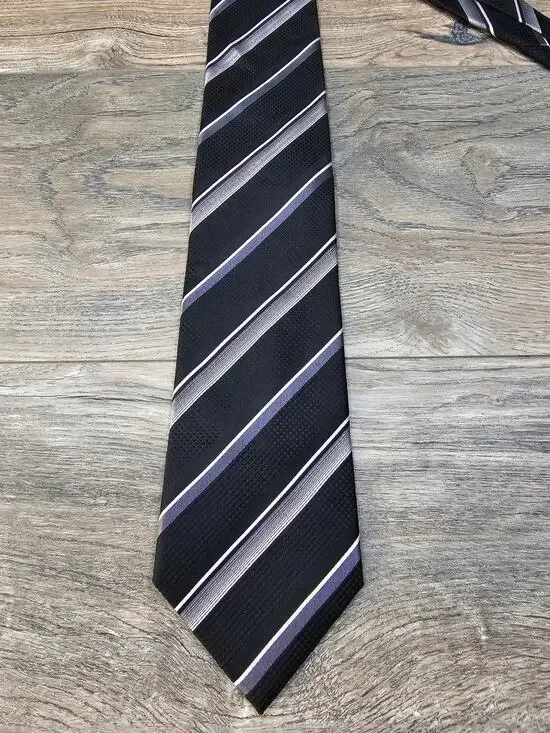 Sean John Black Silver 100% Silk Men’s Neck Tie Made In China