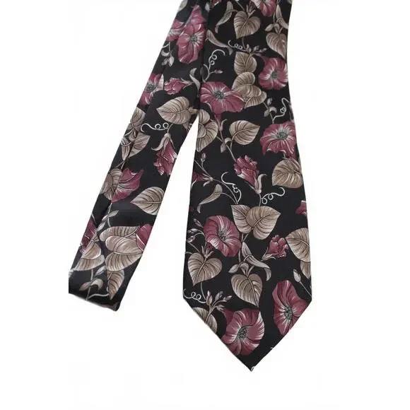 Vintage SAVILE ROW Italian Silk Floral Necktie, 4 X 57 Inches