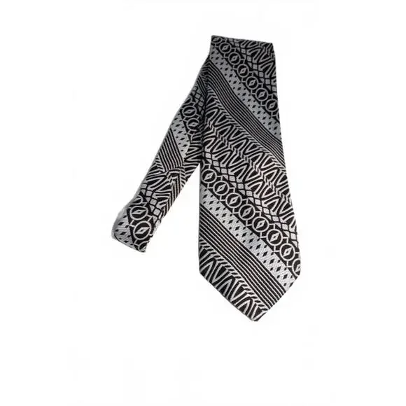 1970s Mr. John BEAU BRUMMEL Ultra Wide Necktie, Black & Gray, 4.25 X 54 Inches