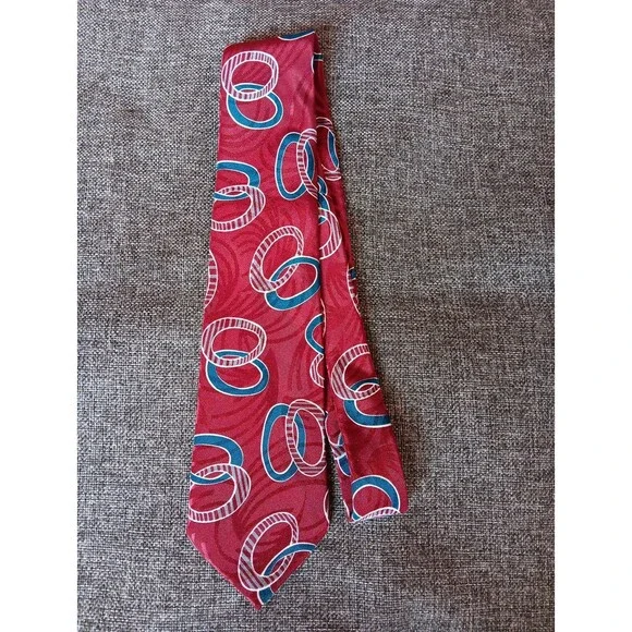 Tie 70s 80s 90s Y2K Mens Van Heusen Red Blue White 3.5 Wide 57 Long