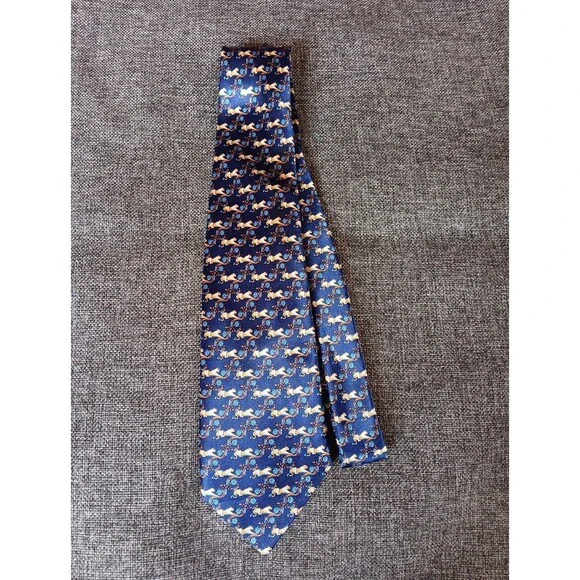 Tie 70s 80s 90s Y2K Mens Blue Yellow Cheeta 3.75 Wide 62 Long