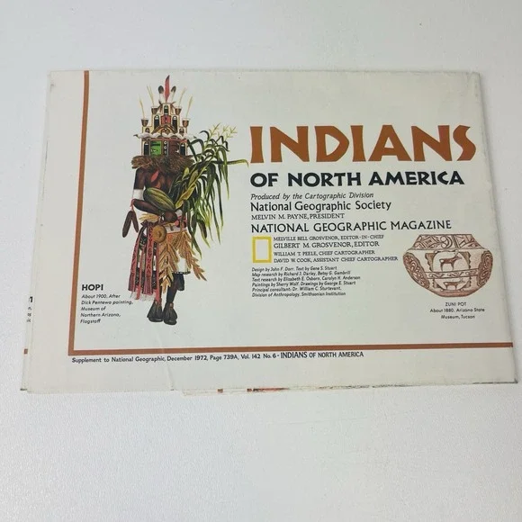 National Geographic December 1972 Map Indians of North America Before Columbus