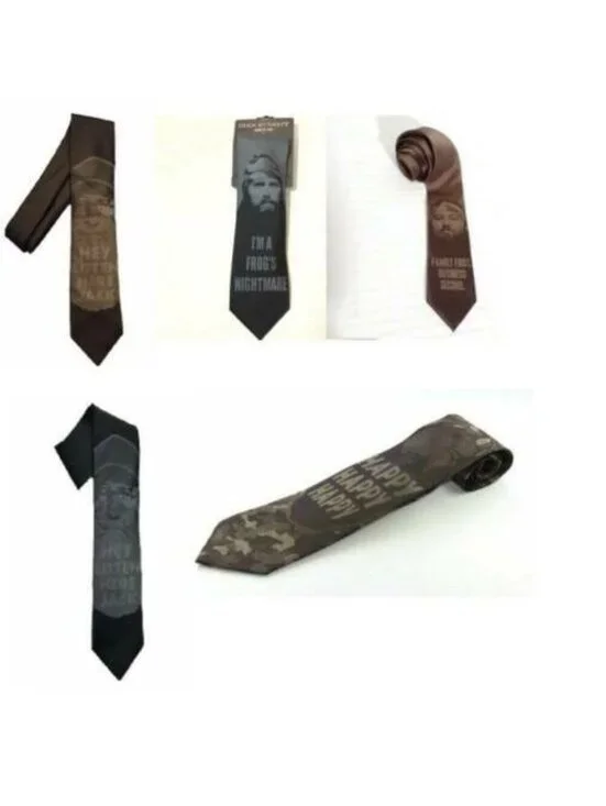 Mens Duck Dynasty Necktie Lot of 5 Ties Variety Ties A&E Black Brown Lined