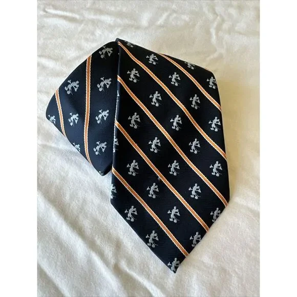 Walt Disney World Mickey Mouse Neck‎ Tie 100% Silk Disneyland Resort Navy/Orange