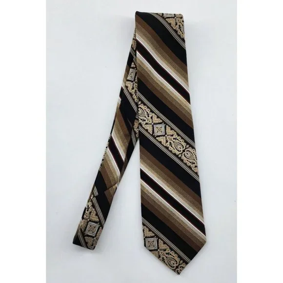 Vintage Christian Dior Monsieur‎ Multi Pattern Striped Design Polyester Tie