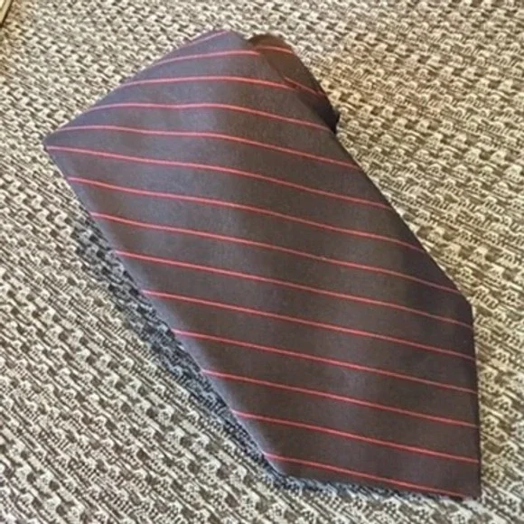 Brooks Brothers Necktie Men Brown Red Striped Repp Dark Academia Preppy Silk USA