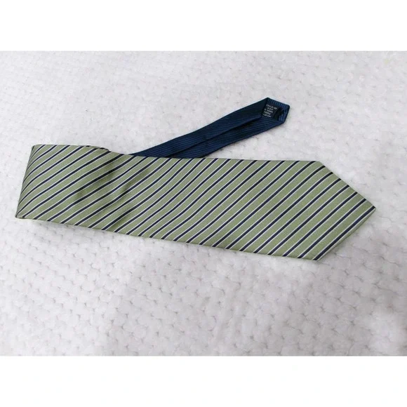 Tommy Hilfiger Mens 3.5x58 Necktie Green Blue Striped Silk Classic Business Tie