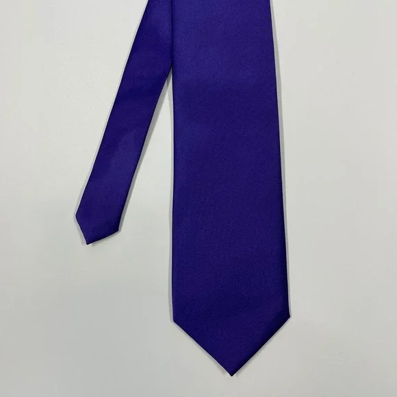 Manzini Purple Solid Satin Classic Necktie Mens OS