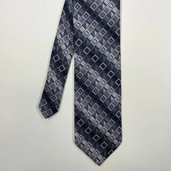 Chereskin Grey Purple Geometric Silk Blend Necktie Mens OS