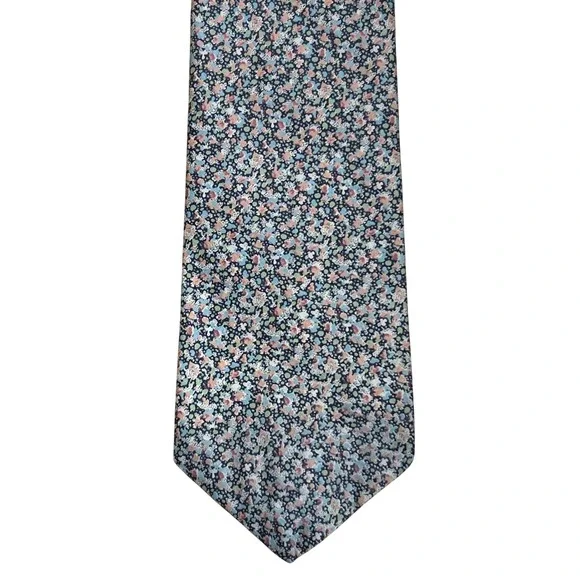 Liberty of London Saks Fifth Avenue Floral Print Necktie Blue Pink 55