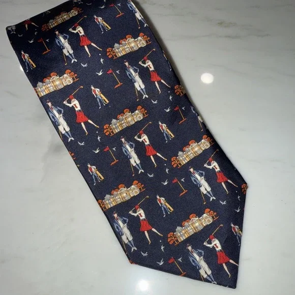 Renato Balestra Men's Navy‎ Silk Tie Golf Made In Italy Golfer 57