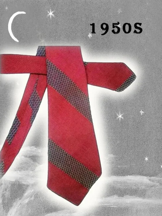 Wide Red Necktie Dark Red, 50s Wembley Tie ~ Synth Pop Vintage