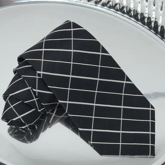 Axist Essentials Mens Black Tie Event Geometric Silk Necktie 58
