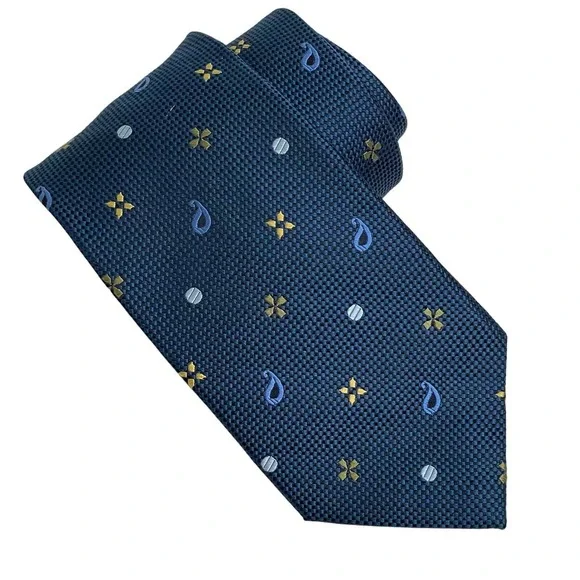 Ben Sherman Necktie Teal Paisley Geometric Mixed‎ Pattern Tie
