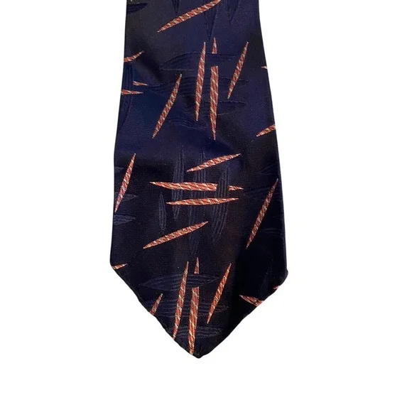 Parkway Cravats Mens Navy Blue Abstract Geometric Mid Century Modern Necktie