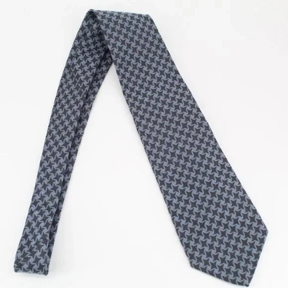 Robert Talbott Best of Class Tie Gray Blue Houndstooth 100% Silk Hand Sewn USA