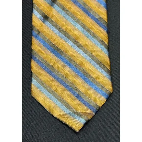Pronto Uomo 100% Silk Tie, Browns Golds‎ & Blues