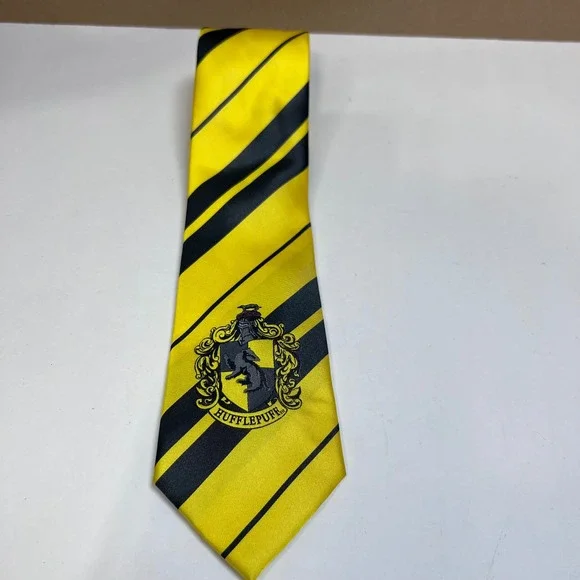 Harry Potter Hufflepuff House Crest Striped Necktie Yellow Black‎ Cosplay Tie
