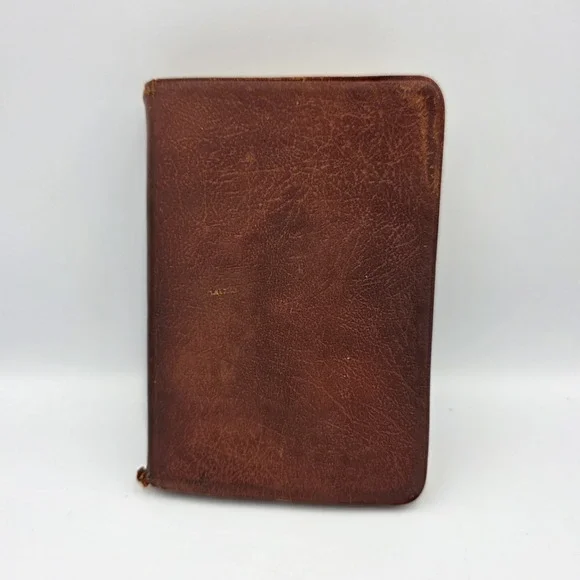 Rare Vtg Cambridge Cameo 16mo King James Holy Bible Red Letter Brown Leather