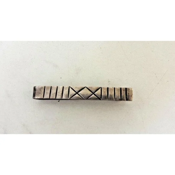 Vintage Tie Bar Clip Taxco Mexico Sterling Silver 925 Geometric TR-39‎ 2