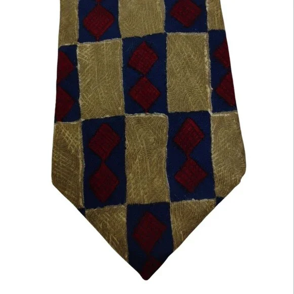 Vintage Colours by Alexander Julian Necktie Burgundy Brown  Multipattern Silk