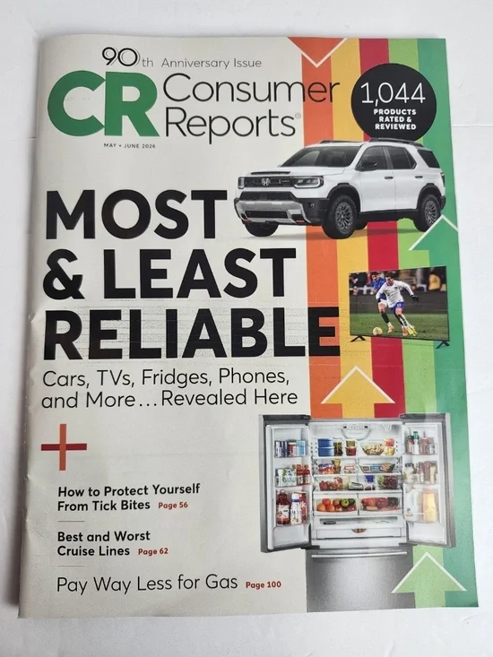 Consumer Reports  90th Anniversary. Issue  May/June 2026 Most & Least Reliable