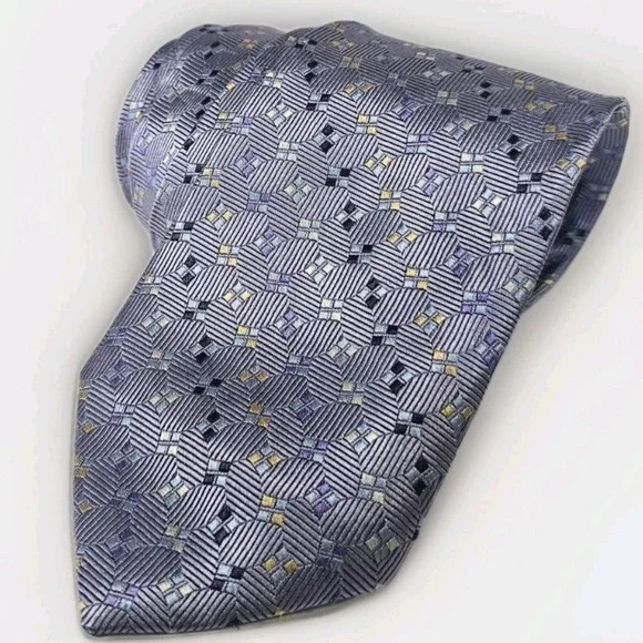 Enro Necktie Mens One Size‎ Lavender Purple Geometric Silk Classic Woven Tie