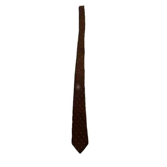 Novara Silk Tie Brown Micro‎ Dot Heart Pattern Made in Italy Mens Formal
