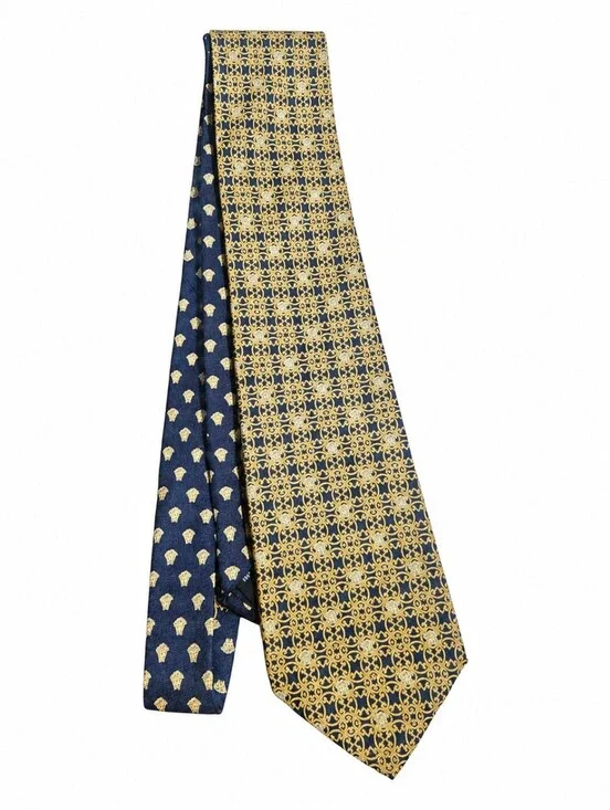 VERSACE | Blue & Gold Silk Medusa Baroque Tie | Made in Italy