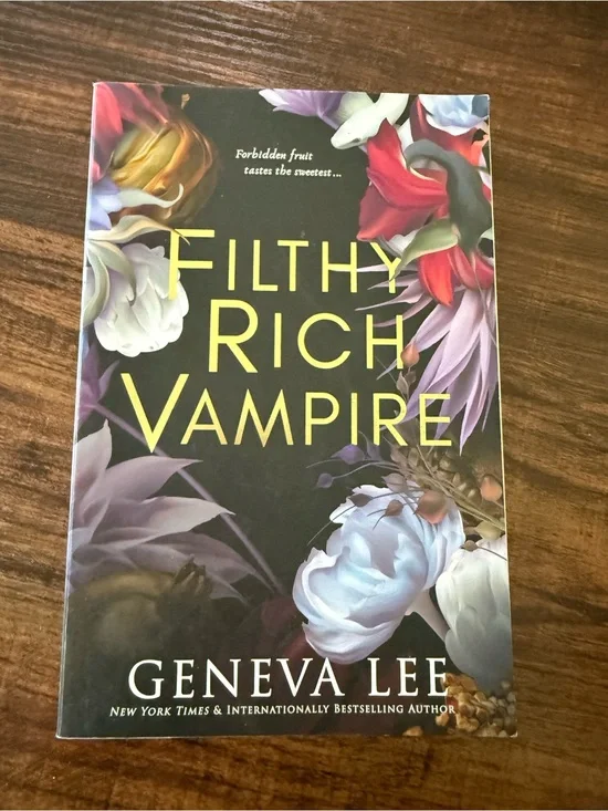 Filthy Rich Vampire by Geneva Lee - Floral Black & Yellow Cover