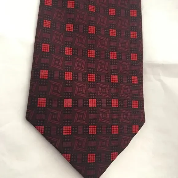 Bijoux Terner red and blue geometric pattern necktie